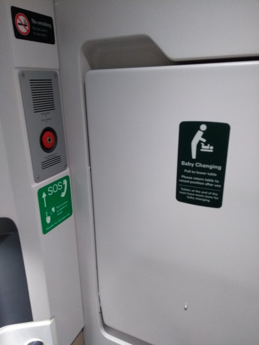 HelenKnitsUK's tweet photo. Standing room only on the 1717 last couple of days @GWRHelp thought the new trains were supposed to have more seats. Also who didn't think this through... nice big red button for toddler to press! https://t.co/MjA5P0AE48