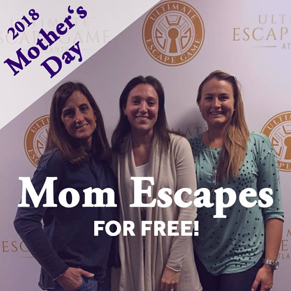 iEscapedATL's tweet photo. Looking for an Escape on Mother's Day? Join us for an action-packed day with the ones you love! The best part? Mom escapes for FREE! Use code LOVEMOM at checkout. Must purchase at least 1 full-price spot to receive discount.  Must book and play by 5/13/18. #escaperoom #uegatl https://t.co/9DklapYrbJ