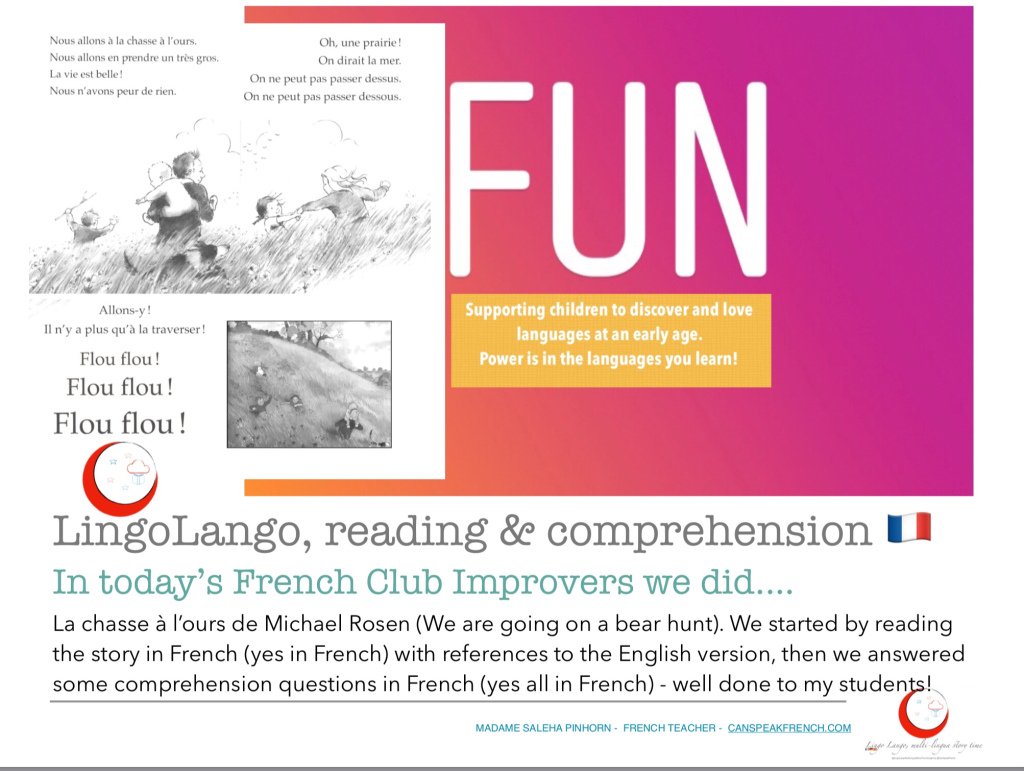 LanguageLSaleya's tweet photo. French after-school club @ Preshute Primary school, Manton La chasse à l’ours (we are going on a bear hunt) yes in French! https://t.co/bi8Nglqwj4 https://t.co/UMZqoy3CDJ