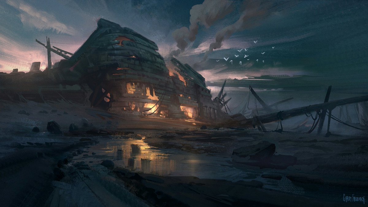 gradesfrederick's tweet photo. Sketchy wetchy this morning 💪

#pirate #shipwreck #artist #illustrator #photoshop #art #artwork #illustration #digitalart #creativity #creative #digital #visualart #graphic #design #painting #sketch #conceptart #concept #digitalpainting #conceptartist #art #landscape #fantasy https://t.co/vfjF7mvxGQ