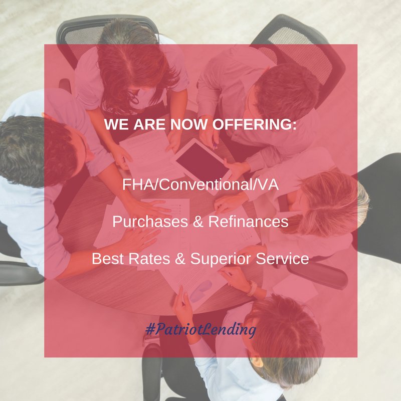 PatriotLnd's tweet photo. ANNOUNCEMENT! We are now offering FHA/Conv/VA mortgage loans! If you need to purchase or refinance a home, give us a call at 305.912.6722 https://t.co/ImKAKnKUHD