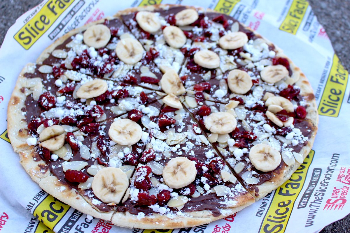 TheSliceFactory's tweet photo. *Singing, โBanana (ooh na na) half of my heart is in bananas (ooh na na).โ If you love bananas, then you have got to try our #SliceFactory #Nutella #Pizza! ๐๐ซ #HavanaOohNaNa #ChicagoFood #Punny https://t.co/2aJAm1oLTe