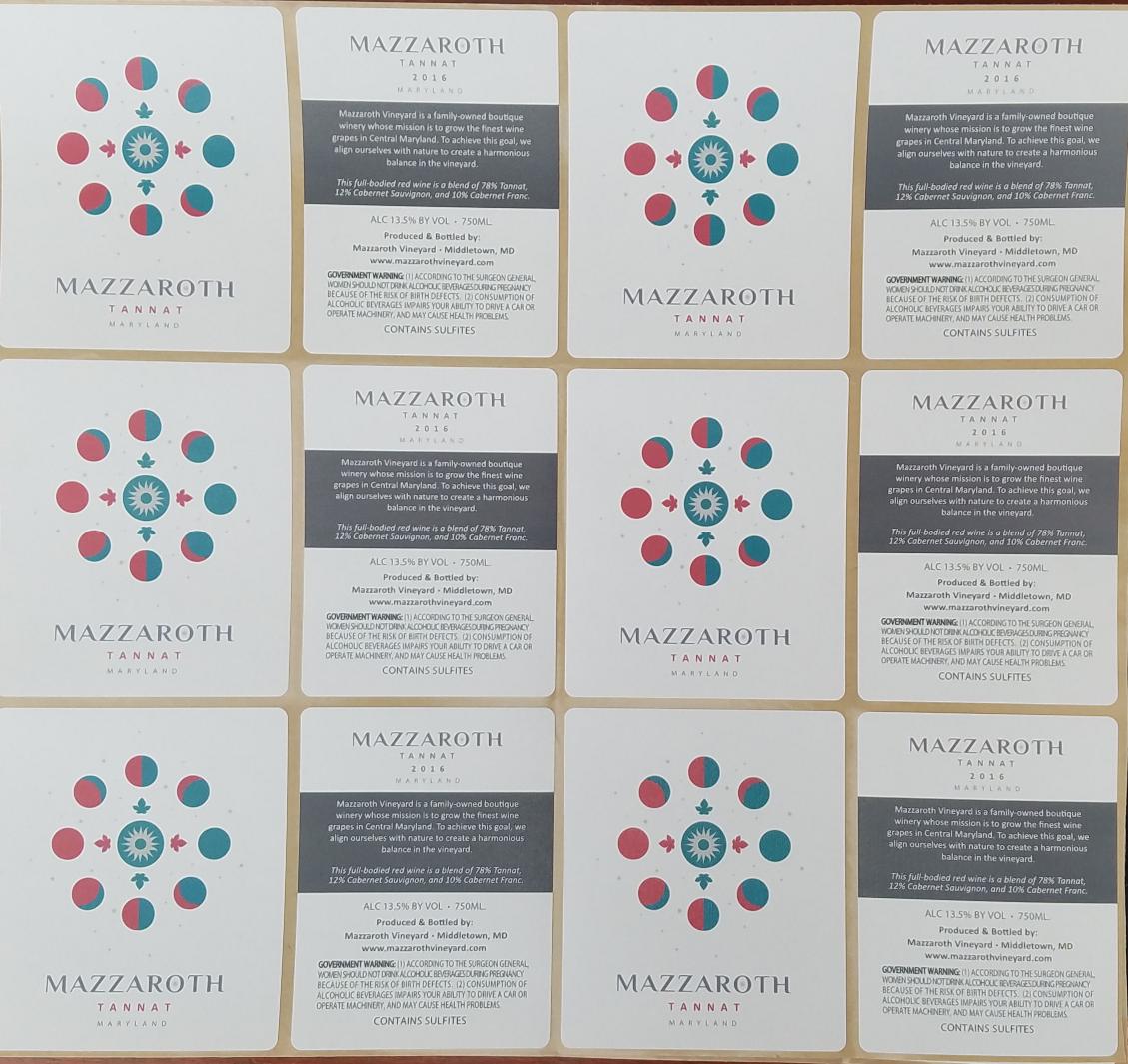mazzvineyard's tweet photo. These labels will soon be applied to the first commercial vintage ever for a Maryland grown #Tannat. https://t.co/HxAqoEOkhF