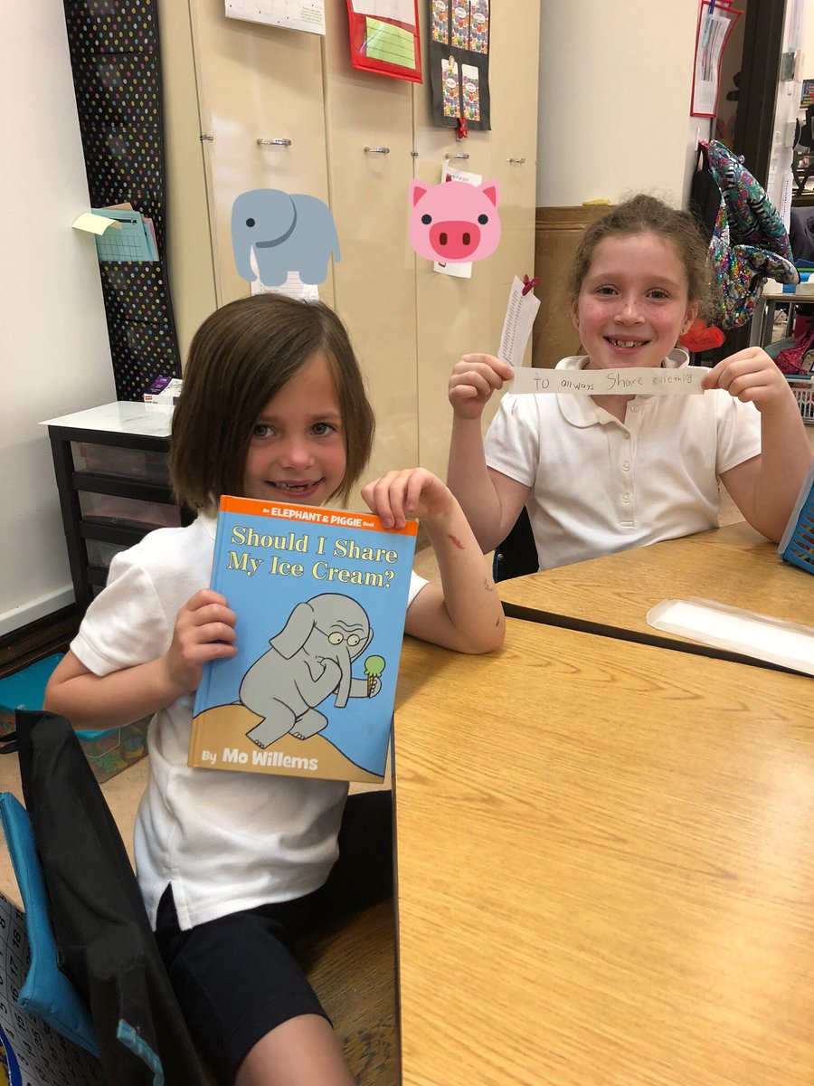 MrsTobinTweets's tweet photo. 🐘 and 🐷 books by @MoWillems are great for practicing our expression while reading and finding the lesson in a book. We wrote “fortunes” for each book to share the lessons we learned. https://t.co/oD6VEB3wiS