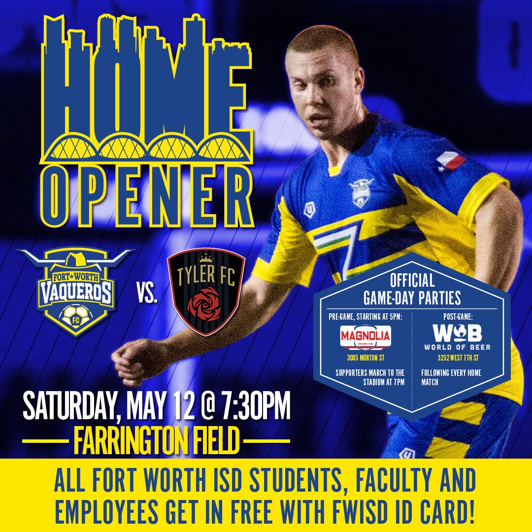 jaramos_jr's tweet photo. See you Saturday at Farrington Field and all @FortWorth_ISD students & staff get in free99! #FWVaqueros https://t.co/RKaBwOGxIk