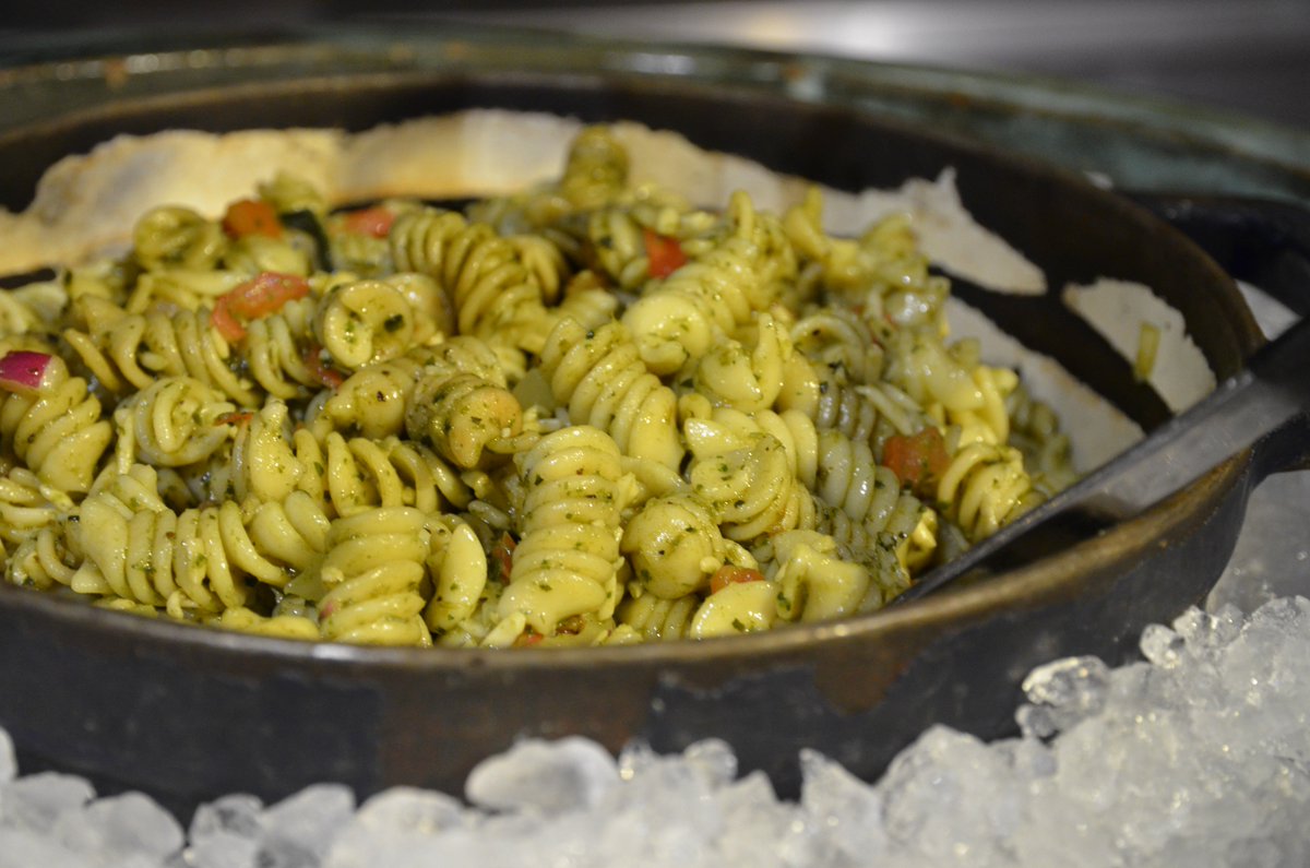 | Menu Spotlight | #Pasta Genovese | Rotini pasta with tomatoes, garlic, red onions, and parmesan cheese tossed in #pesto sauce. #cinzettis