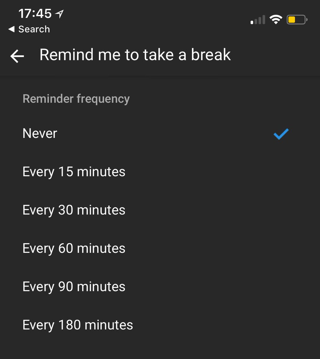 MattNavarra's tweet photo. YouTube now has a binge alarm! 🚨 https://t.co/smeTWs9LaR