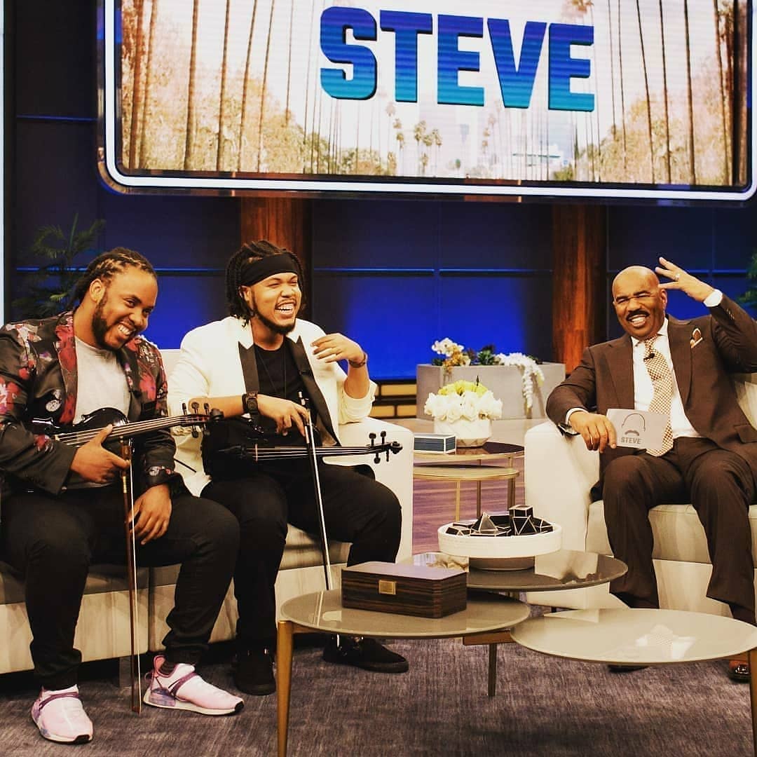 DJVENIMIS's tweet photo. Be sure to tune in to the #steveharveymorningshow today at 2pm to see @sonsofmystro @sonsofmystro #sonsofmystro #violinist #brothers #miami #southbeach #newyork #brooklyn #california #cali #la https://t.co/3Xbygh8EpX