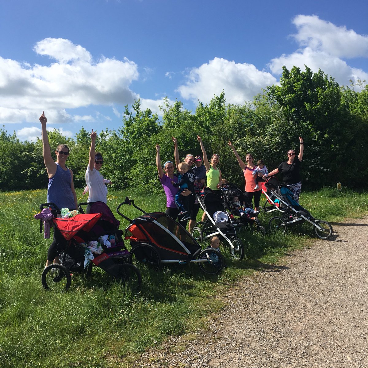 BuggySquad's tweet photo. Hurray it’s Thursday which means it’s Buggy Squad day! We had a fab time with all these #kickassmamas who enjoyed their free 5k run! Energised and ready for the day! Whoop #RunningBuggies #Buggy Squad @RunTogether_ #RunTogether https://t.co/eOSmB0YoET