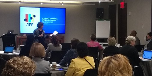 AchieveTheDream's tweet photo. ATD in the field sharing lessons, strategies, and tools from #wssn on connecting students to #holisticstudentsupports. @drkastout giving opening remarks @jfftweets Student Financial Stability Summit. Talking strategy on strengthening financial stability of #comm_college students. https://t.co/crMKIV1TfE