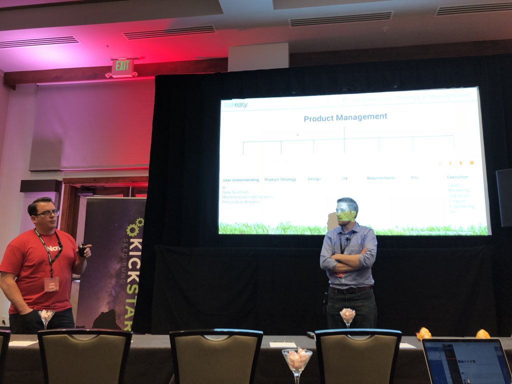 Samuel_Haslam's tweet photo. Learning a lot from a couple of successful entrepreneurs, Ken Davis of #TaskEasy and Levi King of #NavSMB #kickstartceosummit #kickstartfund https://t.co/qOYq93zhDx