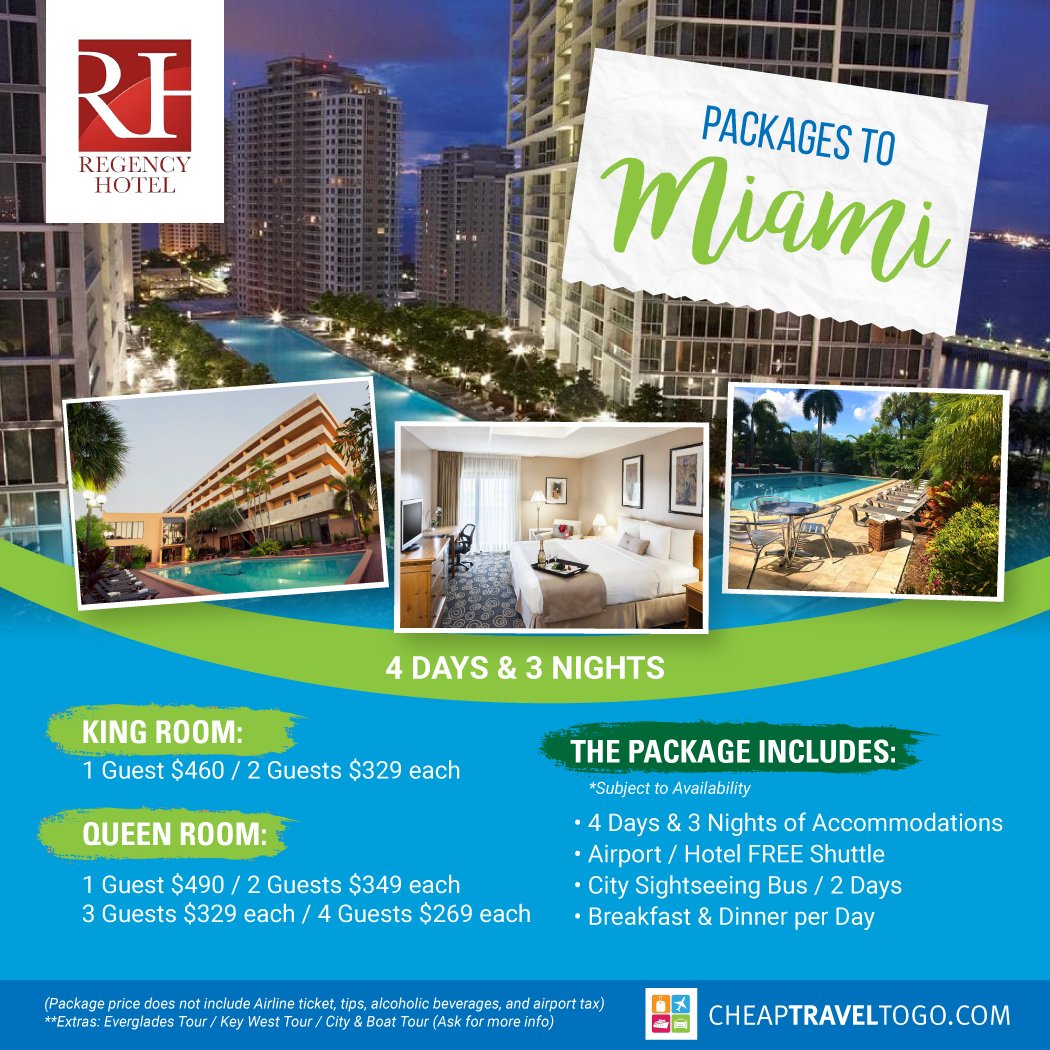 CheapTravelToGo's tweet photo. Miami Packages - Great Deals!
Available May 1st to September 30th 2018
3 Days &amp; 2 Nights / 4 Days &amp; 3 Nights / 5 Days &amp; 3 Nights
Breakfast &amp; Dinner per Day + City Bus 2 Days
Toll Free: 1-844-892-4317
reservations@cheaptraveltogo.com
https://t.co/WiNneasbmS
#Miami #Packages https://t.co/RCPd45IReX