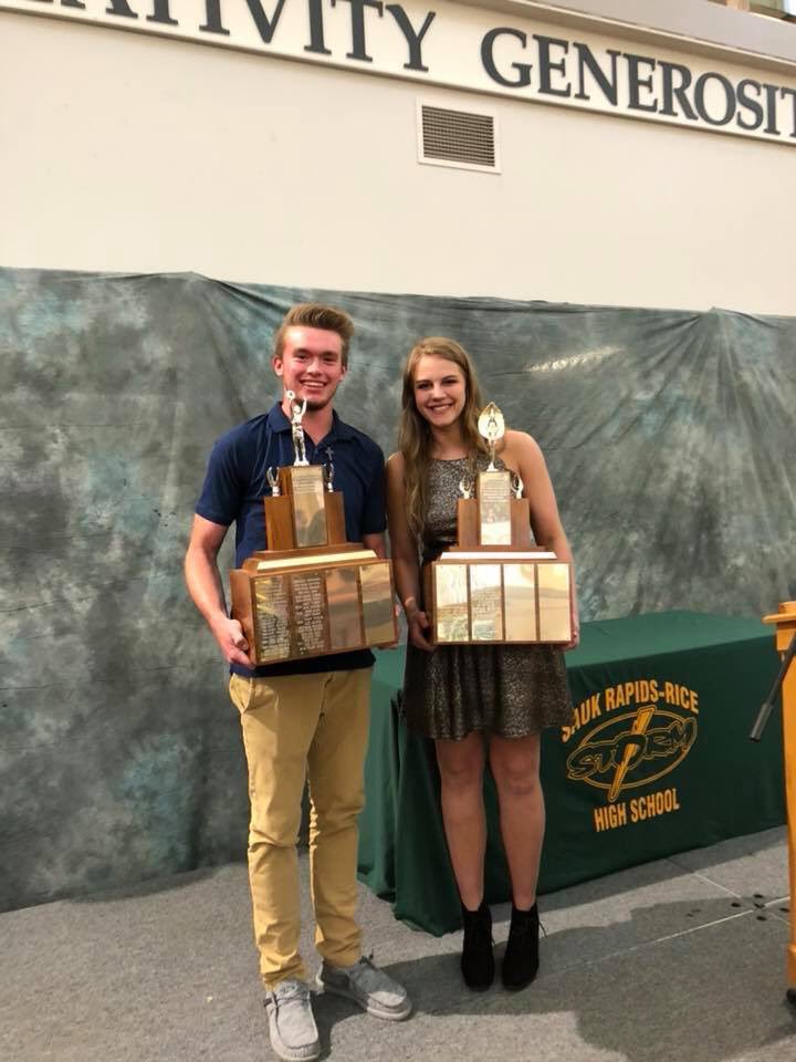 Congratulations to Sauk Rapids-Rice Senior Athletes of the year @bailey_becker33 &amp; <a href="/Massman25/">Anthony Massman</a>! #StormNation <a href="/SrrStorm/">Storm Activities</a> <a href="/StorMNFans/">Storm Fan Section</a>