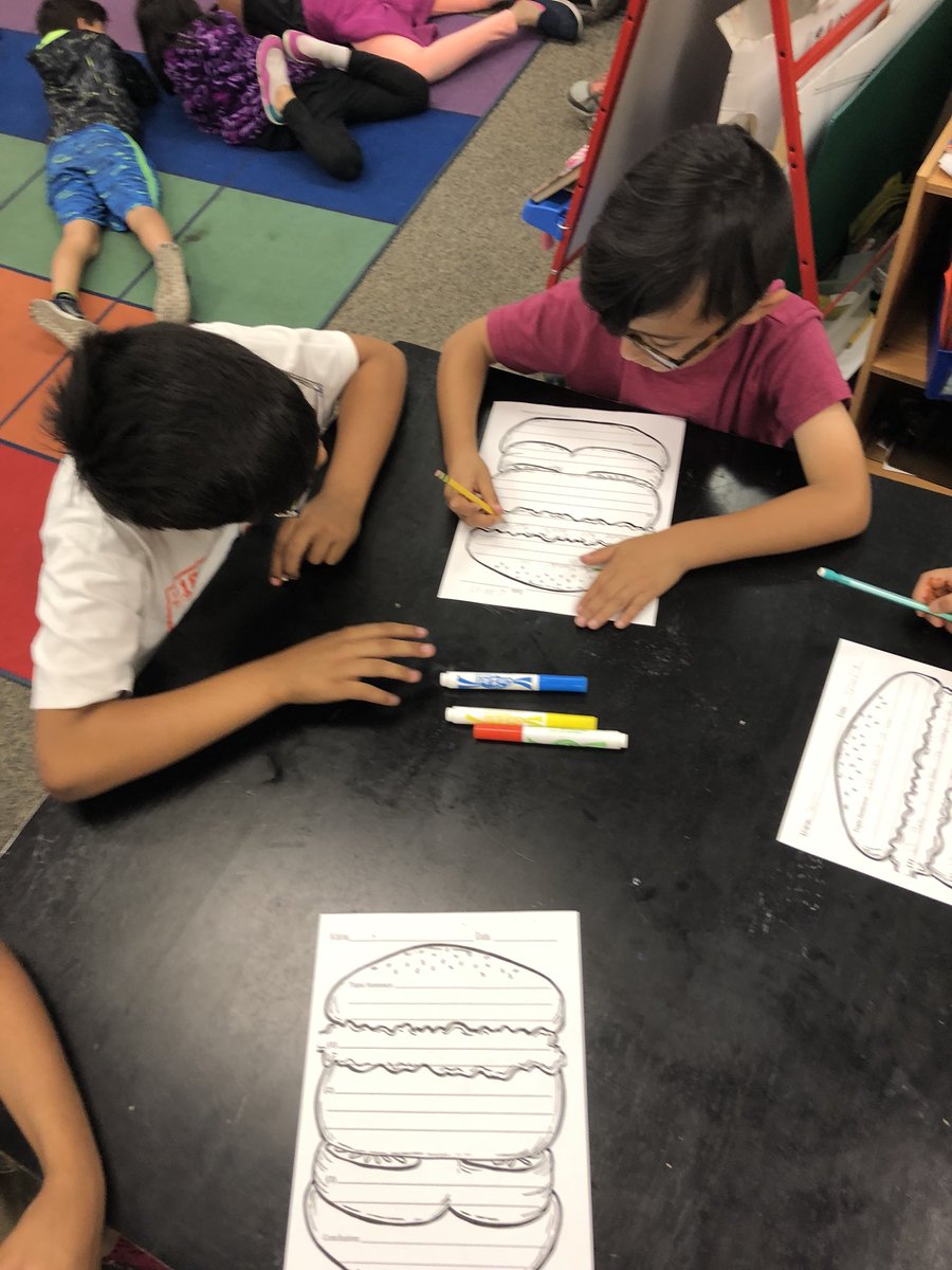 D8Explorers's tweet photo. D8 Explorers helping their little buddies from B7 write a hamburger paragraph about their teacher! #d8explorers #TeacherAppreciationWeek2018 #hamburgerparagraph #buddies https://t.co/jed0Emk37h