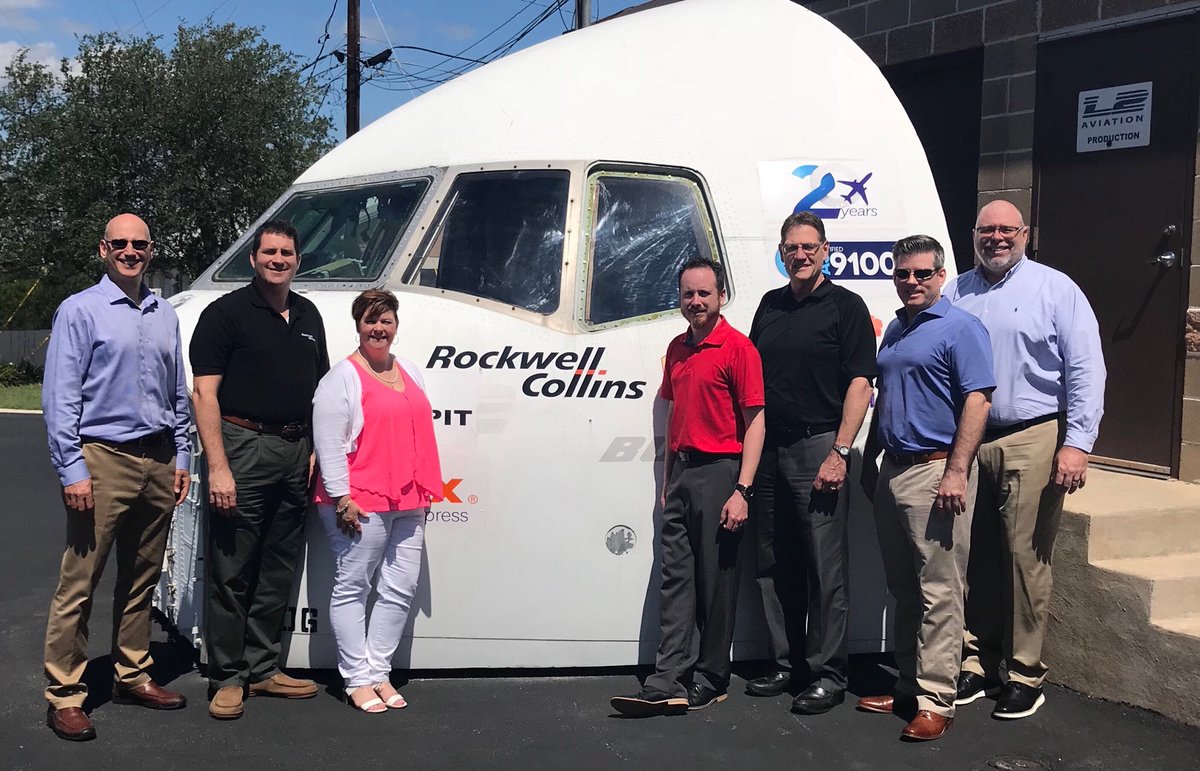 L2Aviation's tweet photo. The sun is shining bright at #L2Aviation as we add @RockwellCollins logo to our B-767 #Mockpit!
The #Mockpit allows us to determine the best sequence for installation & celebrate our partners. #IAML2 #AS9100 https://t.co/nHvxXi5rPR