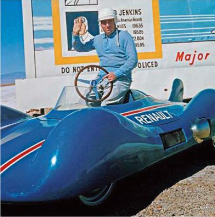 NoSpeedLimit_it's tweet photo. 1965 #JeanHebert broke the #worldlandspeedrecord at #Bonneville fer turbine-powered cars at 307kmh with the #Renault prototype #EtoilleFilante and a #Turbomeca turbine. https://t.co/1n9IcTPaik
