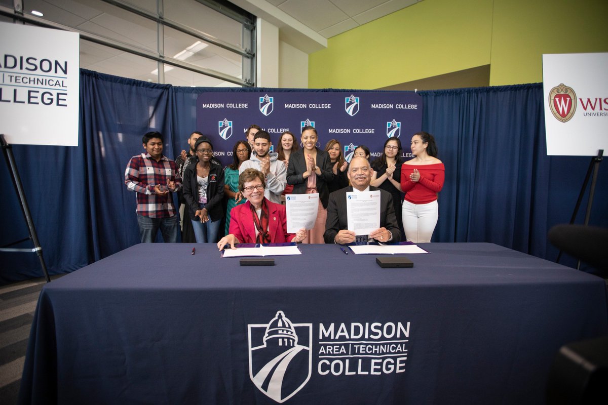 Sixty percent of our Scholars of Promise students dream of earning a bachelor's degree. Today, Madison College &amp; <a href="/UWMadison/">UW–Madison</a> formalized an agreement that will allow our Scholars of Promise students the ability to transfer to UW to earn a bachelor's degree tuition-free. #MATCproud