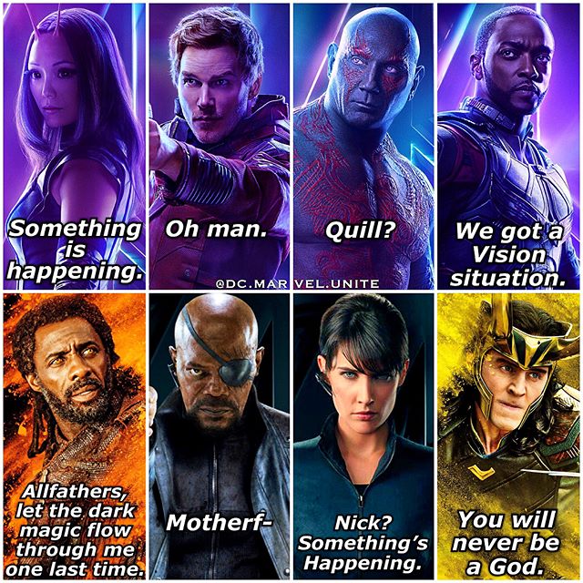 TheMarvelvsDC's tweet image. Who had the best last words? #AvengersInfinityWar
