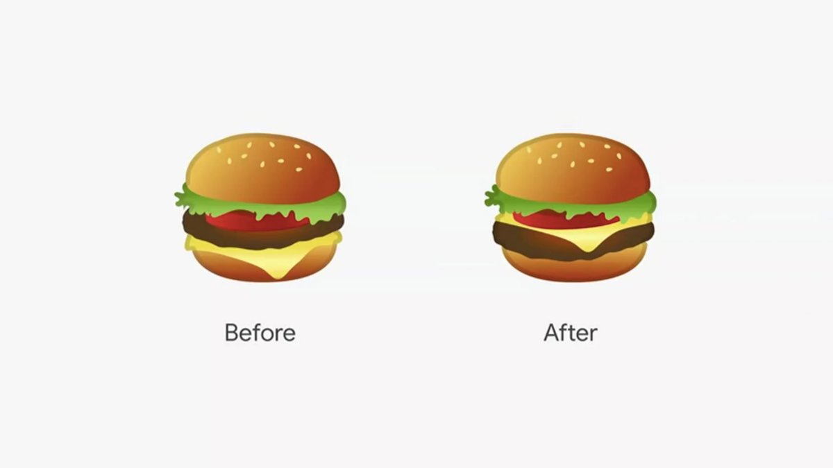 tomravenscroft's tweet photo. Biggest story of the year... so far... Google fixes burger emoji: https://t.co/Qv1ea7hC5U https://t.co/Lwr0GWwDE0