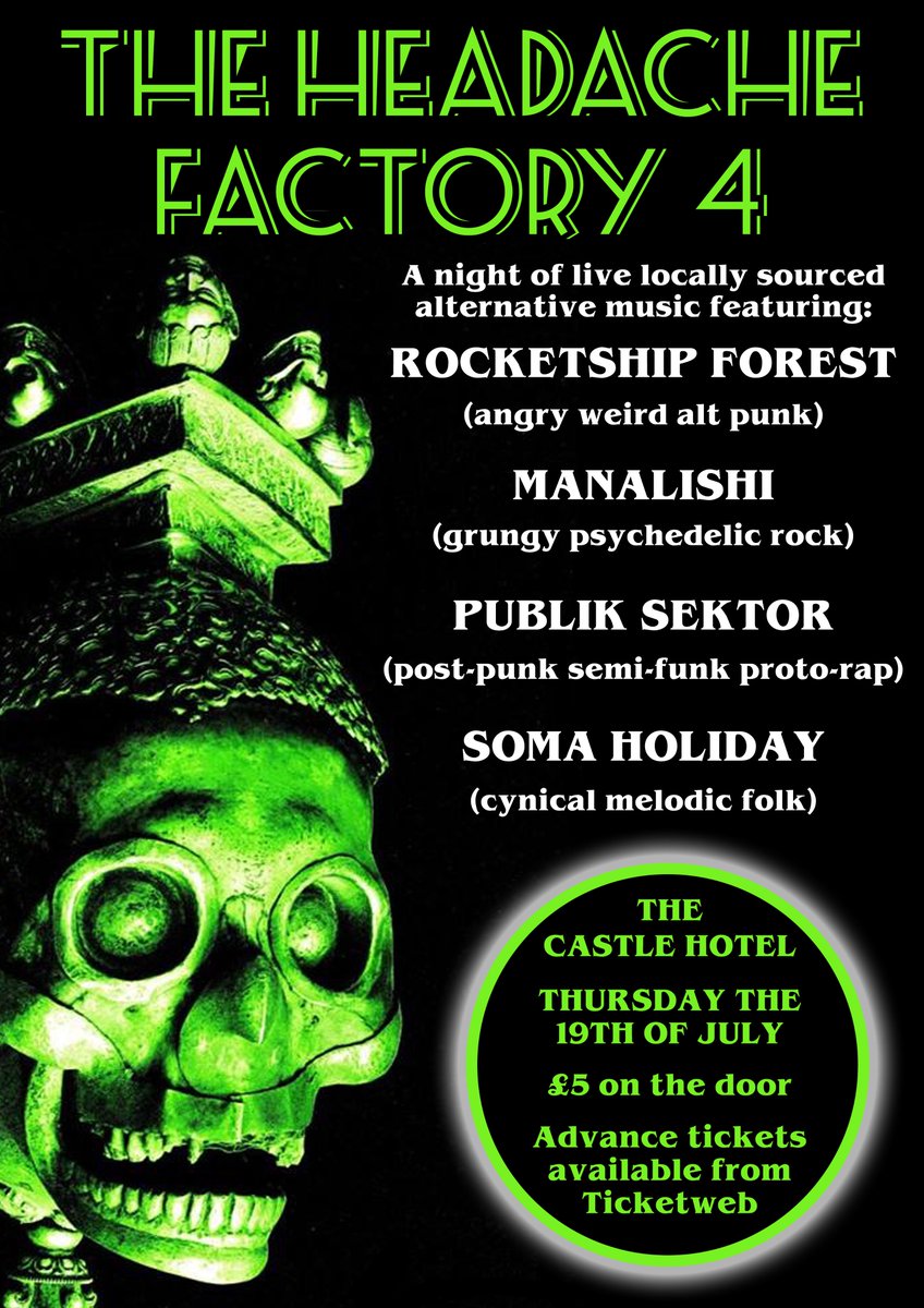 YOU WANT EXCITEMENT? SHOVE THIS UP YOUR STOCKING! We are very pleased to announce the full lineup for The Headache Factory 4. Pop the 19th of July STRAIGHT in your bloody diary and we'll see you at The Castle Hotel x