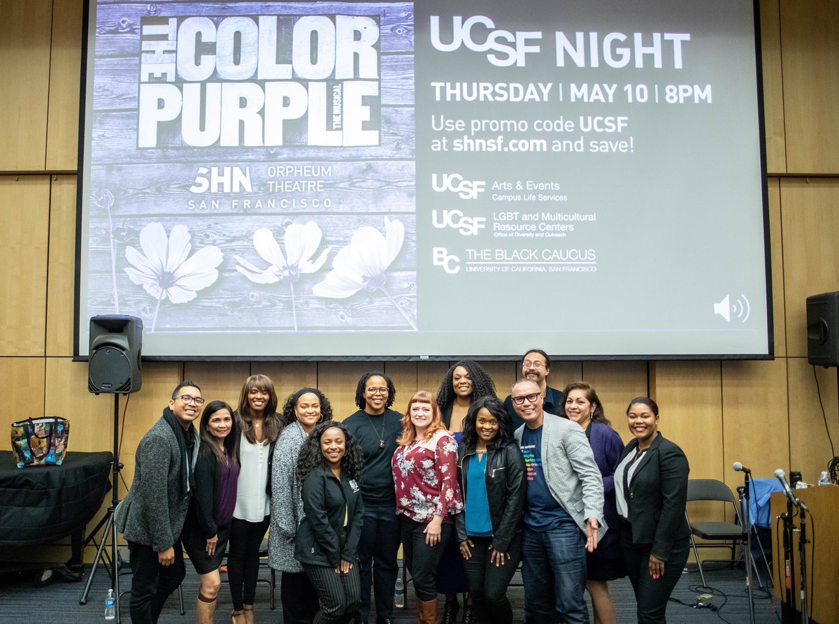 Last week, cast members from @bwaycolorpurple performed at @ucsf. Thanks to our friends at <a href="/UCSF/">UC San Francisco</a>_cls, <a href="/UCSFLGBT/">UCSF LGBTQ Resource Center</a>, &amp; the <a href="/UCSFBlackCaucus/">UCSF Black Caucus</a> for hosting us! #TBT

💜 Tonight is UCSF Night at #ColorPurpleSF. Reach out to Campus Life Services for tickets!