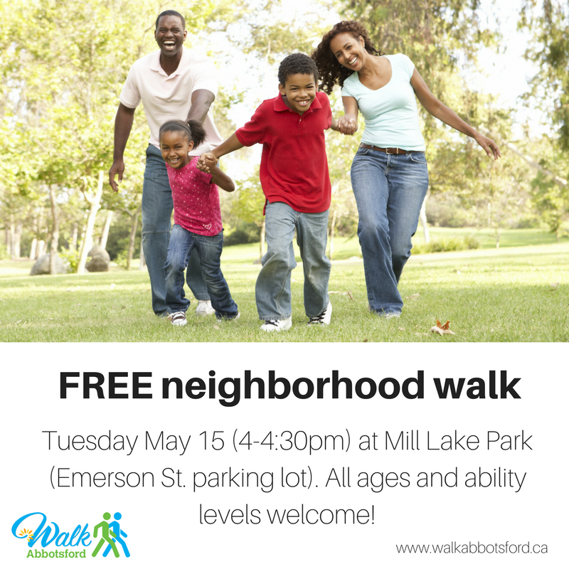Join us for a walk around Mill Lake on Tuesday, May 15th!  walkabbotsford.ca https://t.co/Bv7NnYO8sd