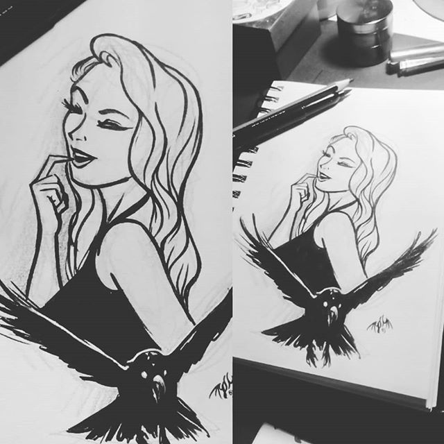fritterpann's tweet photo. Randomness 01 #sketch #ink #woman #crow #drawing #pinup #black #blackandwhite #mrturn #fritterpann https://t.co/m6m4ha5VO5 https://t.co/d3zklSsNCy