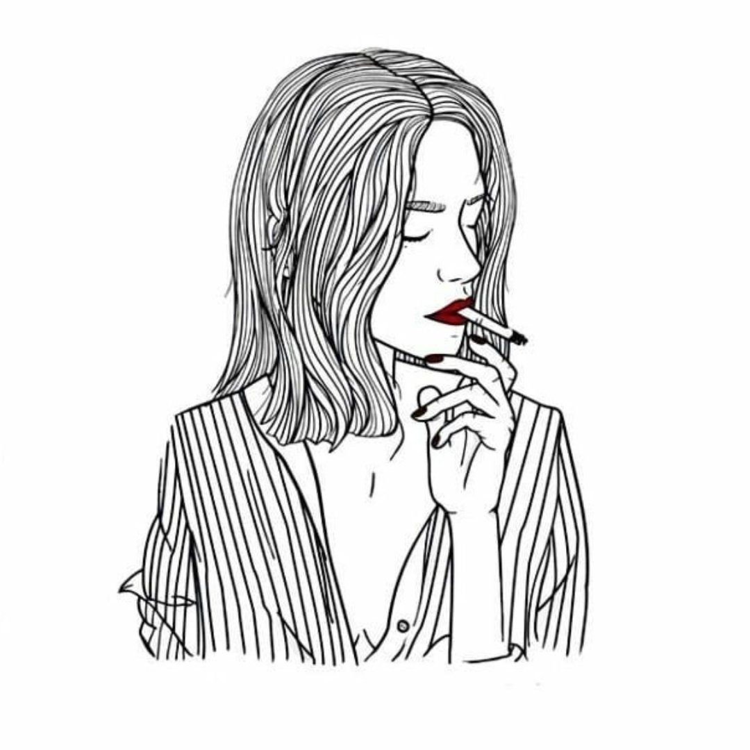 Рисунок курящей девушки