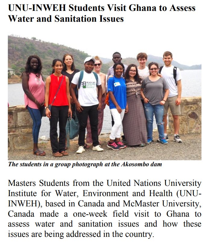UNUINWEH's tweet photo. UNU-INWEH and @McMasterU's #WaterWithoutBorders Programme was featured in the last edition of @UNUINRA's Sparkle Newsletter. Read here: https://t.co/3m2qUyNeeD https://t.co/Ir2IvSu78w