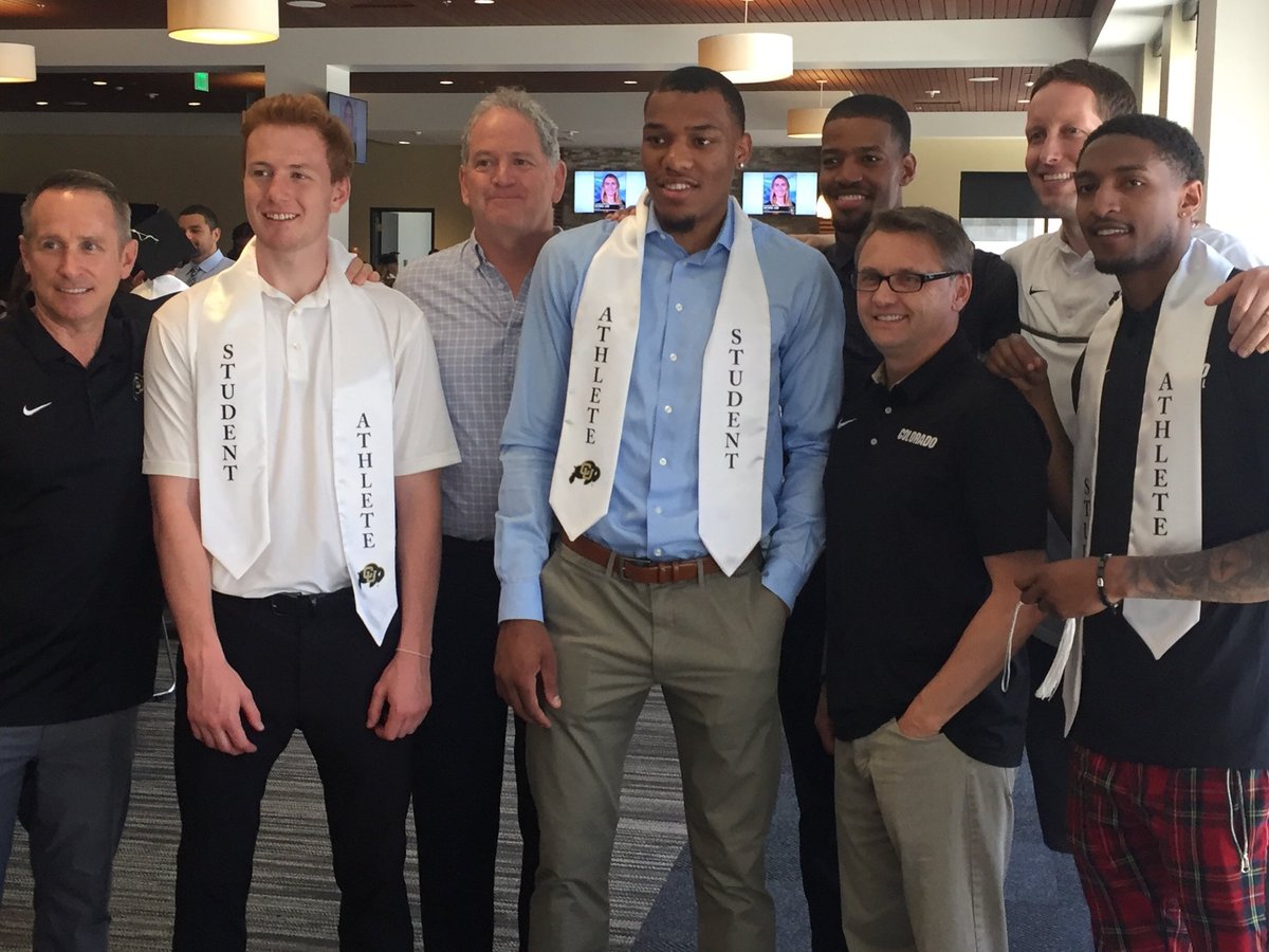 CUBuffsMBB's tweet photo. A great day to celebrate our graduates Josh Repine, Tory Miller-Stewart, George King and Dom Collier https://t.co/RwZ5knjOjn