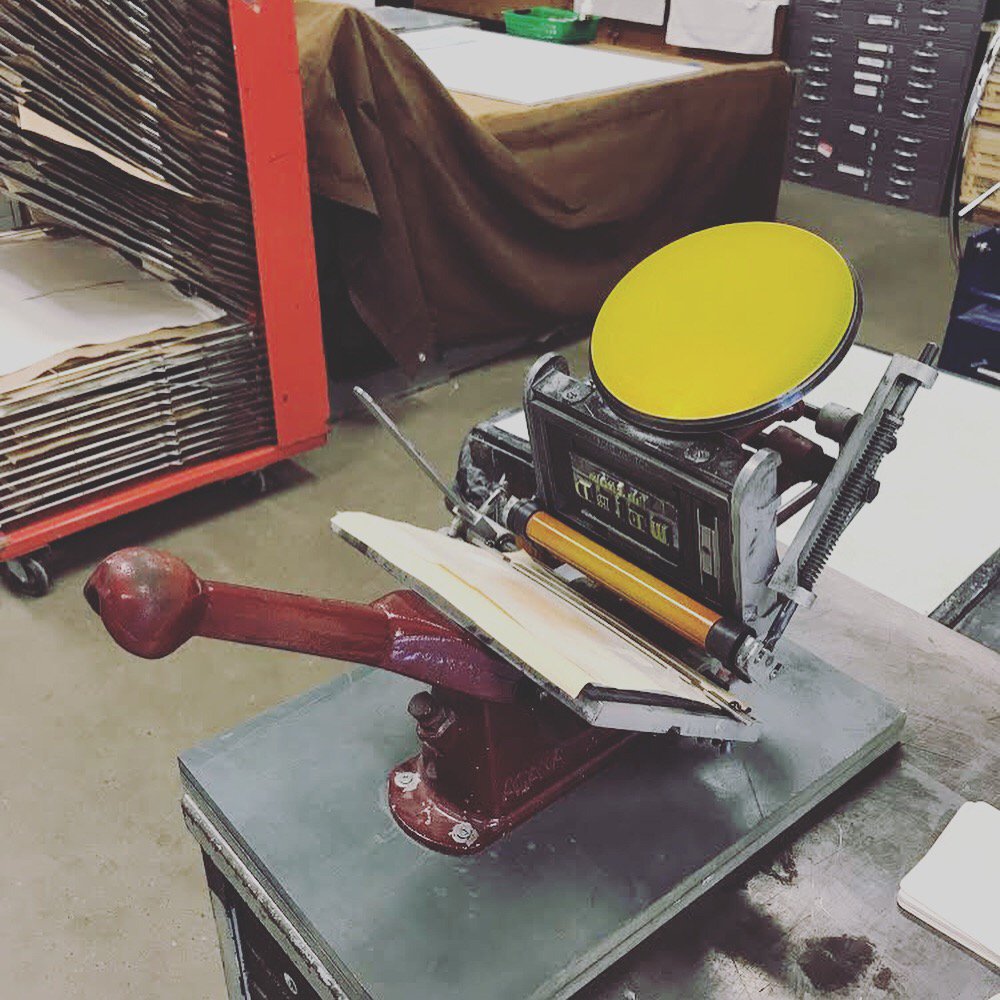 theroyalbison's tweet photo. Our fabulous pals (and Bison sponsors) at @SNAPgallery are bringing their cute little mini platen press this weekend for some live demos. Grab a freshly printed 'Make Edmonton Weird' postcard from some of Edmo's raddest peeps, yeah? #yeg #makeedmontonweird #letterpress https://t.co/alzlkexdug
