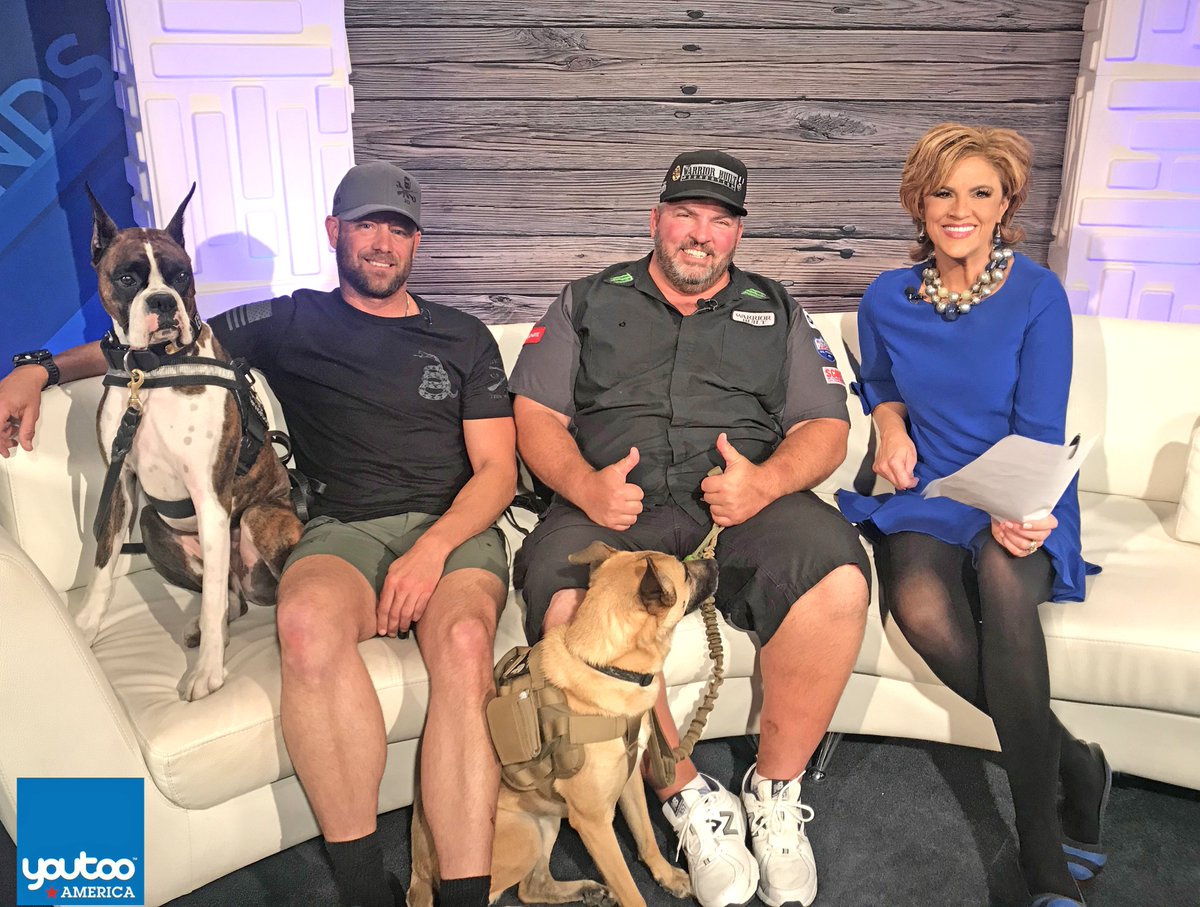 AimeeFuller's tweet photo. #RedWhiteandYOU!Ready for tonight's show w/some #Warriors! Airs nationwd @ 7pmPT @AmericaTrendsTV @YoutooAmerica #MilitaryAppreciationMonth w @warriorbuilt232 #WarriorBuiltFoundation=Vocational & Recreational Therapy for combat #veterans. #servicedogs #CrisisHotline 1800-273-8255 https://t.co/WU3mM0xmfx