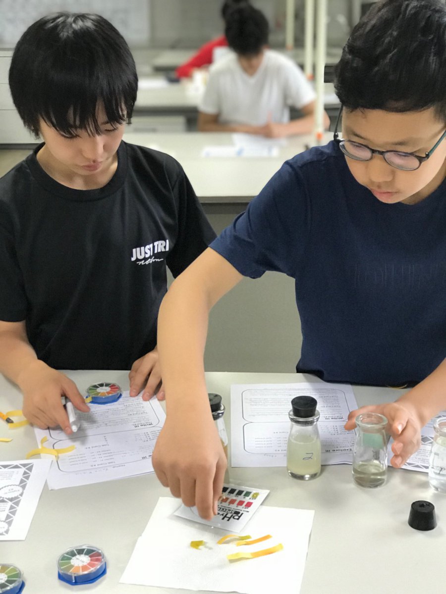 mrpownallclass's tweet photo. Grade 7 students testing the pH level of different liquids #mypscience #scienceisfun #Chemistry #middleschool https://t.co/8FF0EqlxRB
