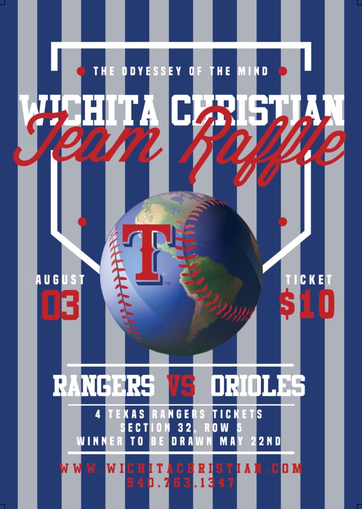 The WCS Odyssey of the Mind team is selling raffle tickets for a chance to win 4 TEXAS RANGERS TICKETS! 
Tickets are $10 each OR 6 tickets for $50.  Tickets can also be purchased from Mrs. Cummings or Mrs. McGee anytime between now and May 21.  T

buff.ly/2Ilw0Nd