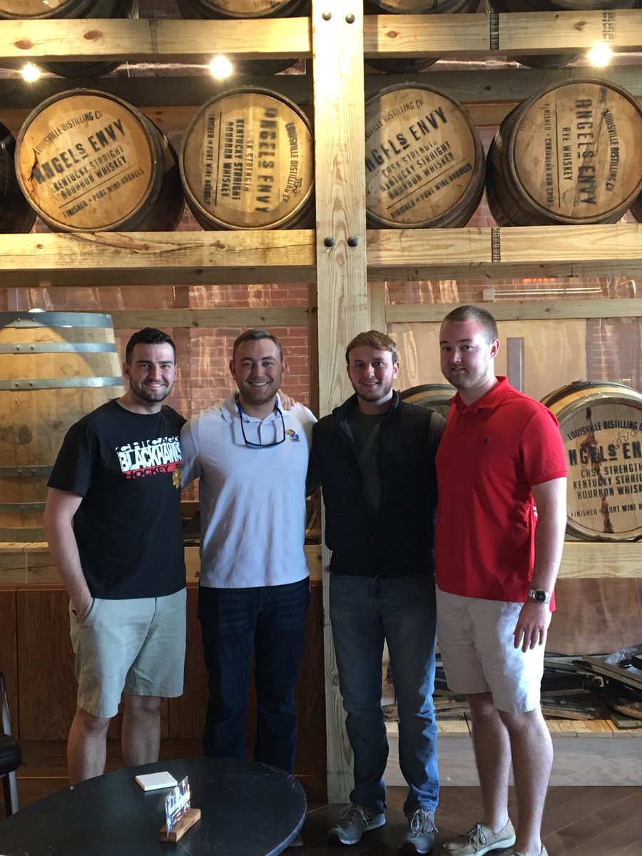 KKfindsaway's tweet photo. Bourbon boys on the loose! Now that the real world has kicked you in the balls, bet you could use a drink! Miss you guys, but damn proud of you! https://t.co/mkendP2wQ7