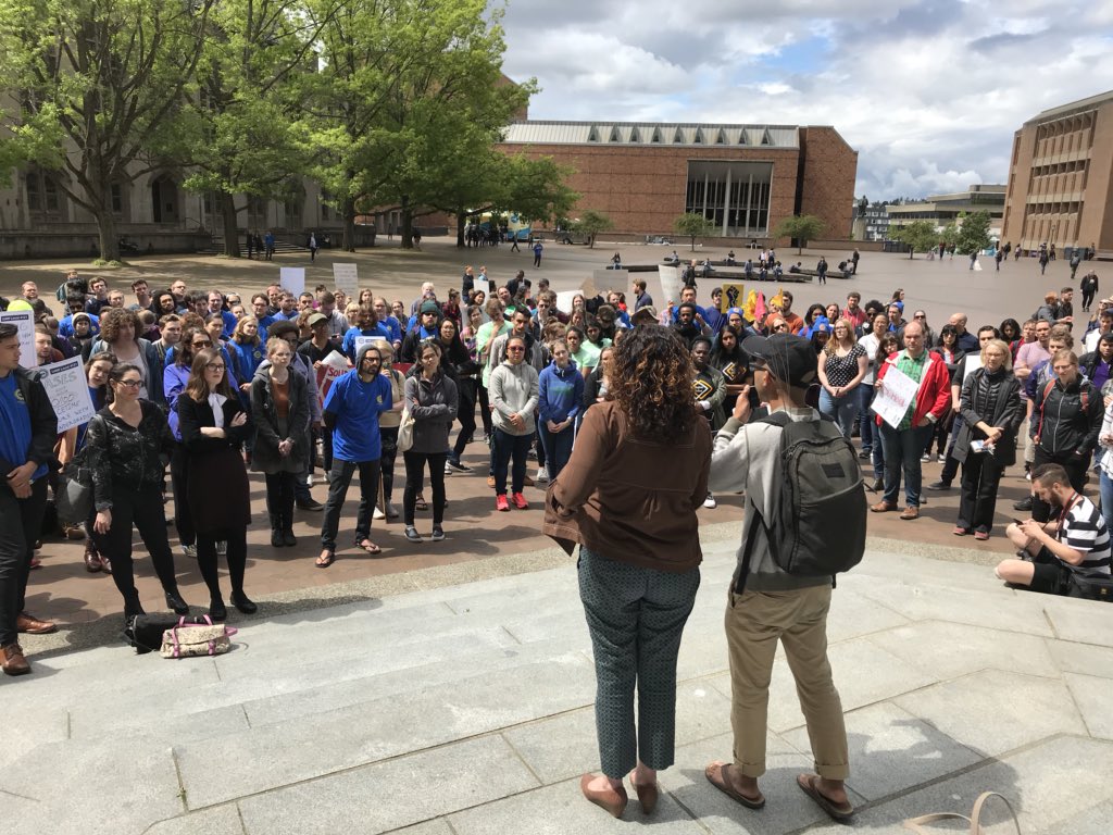 MLKLabor's tweet photo. Student employees make @UW work! A huge @UAW4121 crowd is rallying at Red Square showing that they will not be intimidated! #EquityIsNotOptional #1u https://t.co/0Bfp9BH4tD