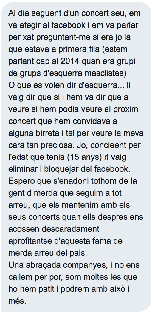agressorsmusica's tweet photo. Segona denúncia sexista a @SotoSargantana de @PiratsSSistema #YoSiTeCreo #TrenquemElSilenci https://t.co/6l6QmHZJDv