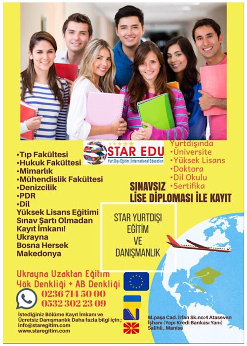 2018/2019 Yurtdışı Üniversite Kayıtları Başlamıştır.. Detaylı Bilgi için ; info@staregitim.com