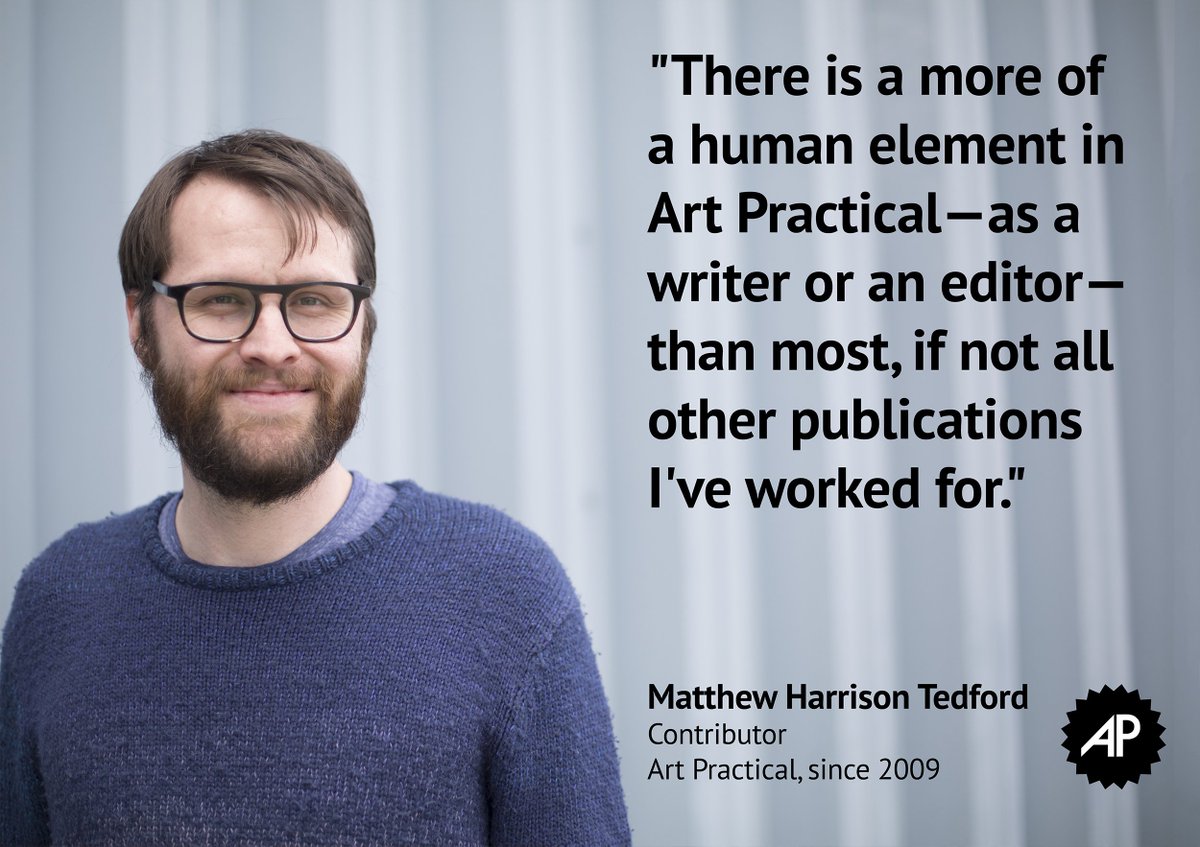 artpractical's tweet photo. Meet Matthew who joined @artpractical as an editor in 2010. Over the years he’s held many positions: editor, columnist, contributor, and most recently development support at @CACollegeofArts.
Help us raise $15K by June 1. Give to #ArtPractical today.
https://t.co/arSt3KKUJP https://t.co/JYQiyHoSaa