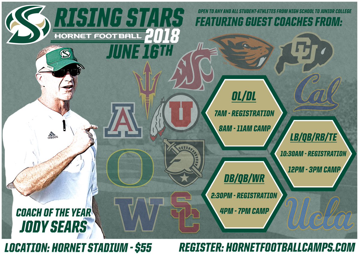 Sacramento State Rising Stars Football Camp is looking for the best! Come compete and show us what you are about!