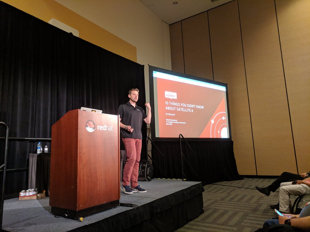 Watching @MaximBurgerhout at #RedHatSummit show us 10 things that we didn't know about @RedHatSatellite 6.