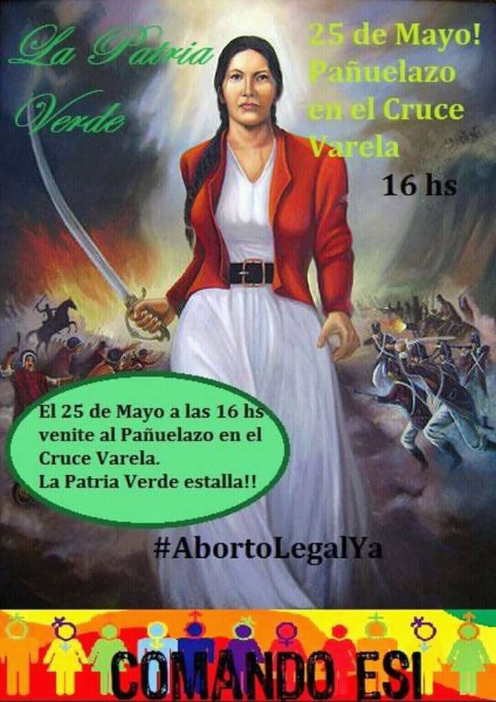 EsiComando's tweet photo. El 25 de mayo La patria se tiñe de verde! Verde feminista y abortero! Venite al cruce Varela a las 16hs! #Pañuelazo #AbortoLegalYa #ComandoESI
#AlertaESI https://t.co/14IrOl8fB6