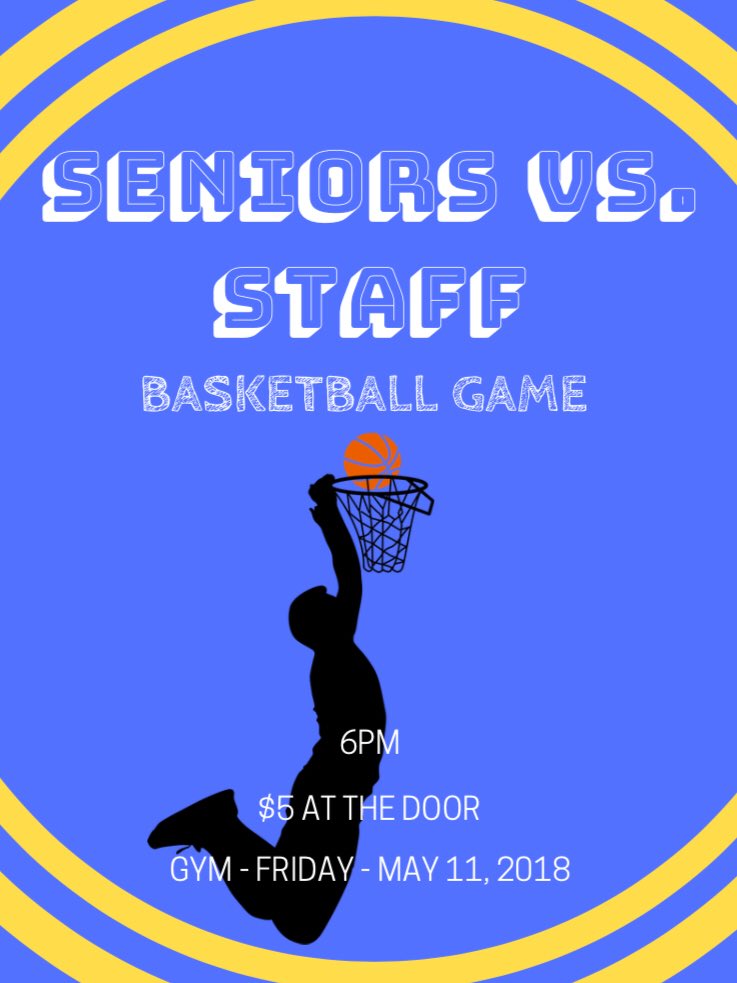 miramesa2018's tweet photo. Don’t forget to come to the Senior vs. Staff game tomorrow at 6! 💙 https://t.co/2WZ08yvD8e