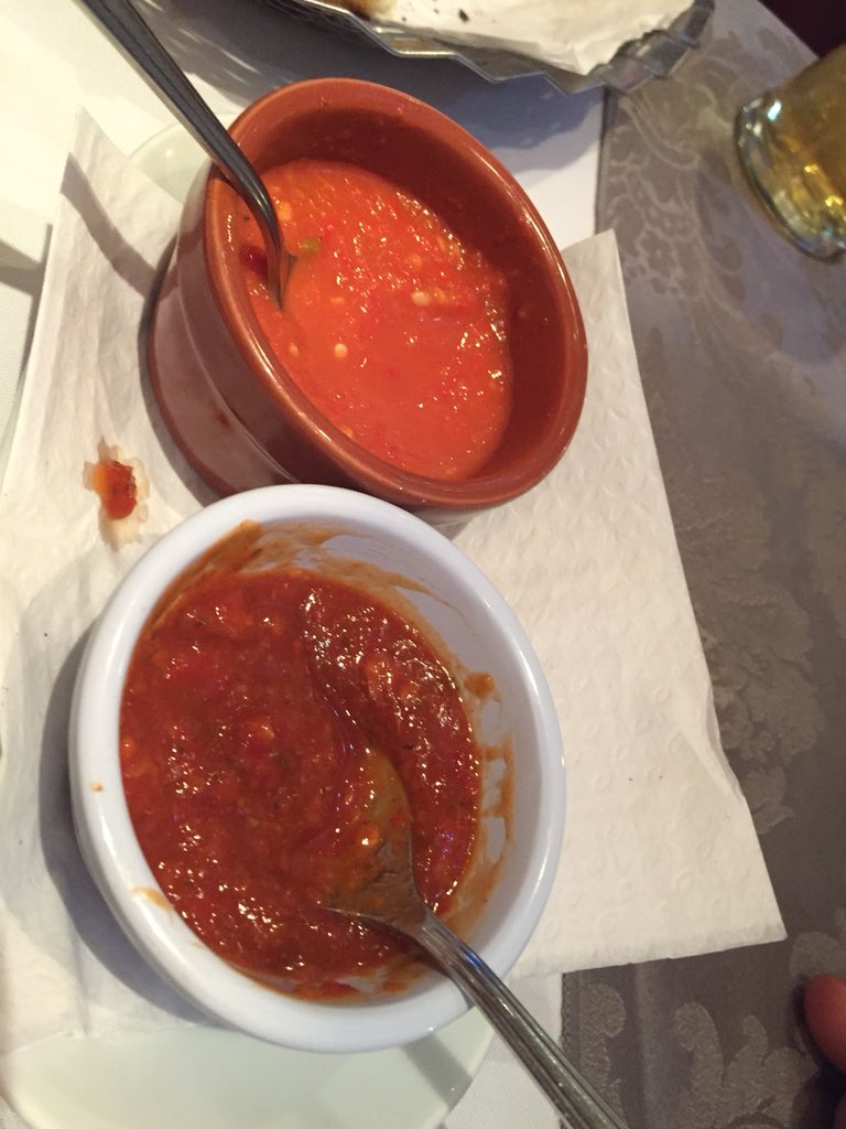 AndCasting's tweet photo. Gotta love a restaurant that serves your ‘usual’ whilst letting you sample the latest addition to the menu AND makes you your own personal tomato free chilli sauce 🌶  @BestMangal #lovelondon https://t.co/HpETcydOfu