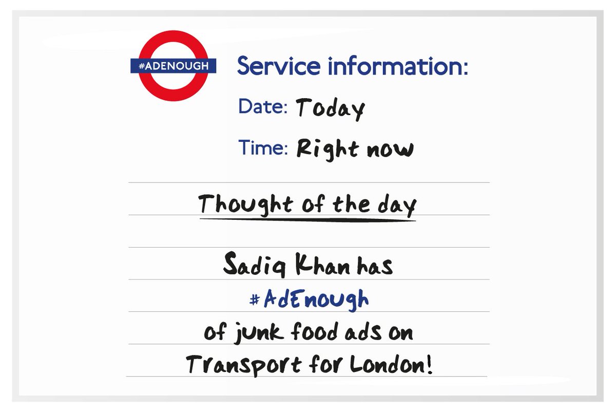 #Londoners today <a href="/MayorofLondon/">Mayor of London, Sadiq Khan</a> <a href="/SadiqKhan/">Sadiq Khan</a> says he has #AdEnough He plans the first junk food advert ban across ALL London’s buses, bus-stops &amp; tubes to tackle #ChildhoodObesity It takes big, bold, brave action &amp; today Sadiq &amp; his team have done that. It's a lesson in how to lead