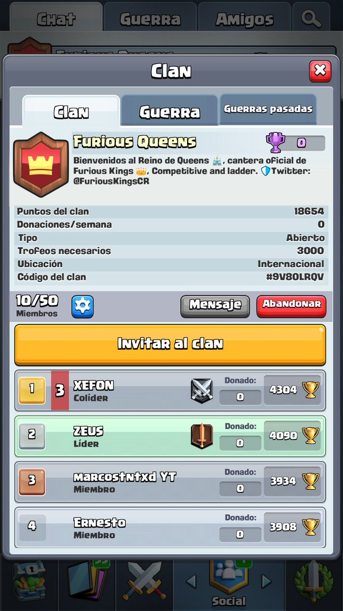 🛡️ Como no podía ser de otra forma un gran #clan de #ClashRoyale necesita una gran cantera.  
Así que abrimos oficialmente la nuestra #FuriousQueens 

⚔️ +3500 🏆/ 49🚫