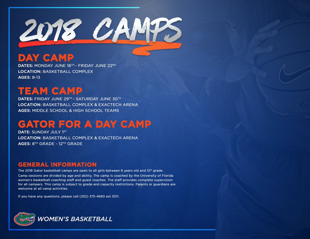 GatorsWBK's tweet photo. Have you signed up for camp yet?
🗣🗯LIMITED SPOTS REMAIN FOR TEAM CAMP🔶 🔷
Sign up here TODAY: https://t.co/ykxbJEISib
#GoGators🐊🏀💯 https://t.co/Is8Pq1AE0d
