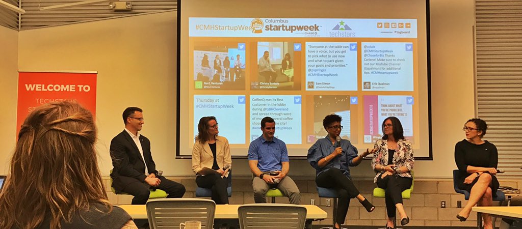 RichGranger's tweet photo. "To transform #education, we need to give students real stuff to work on. Our students are fearless. We see them rise every time, because we set our expectations high."
Fantastic panel on 21st century education systems engaging with #SmartCities and #wkdev at #CMHstartupweek18. https://t.co/g2QdEjH7R9