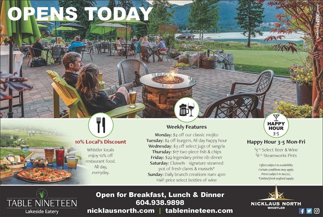 NicklausNorthGC's tweet photo. Our treasured https://t.co/ewDNuK02vN opens today! #Whistler #restaurant #patio https://t.co/6dOGwDAmHC