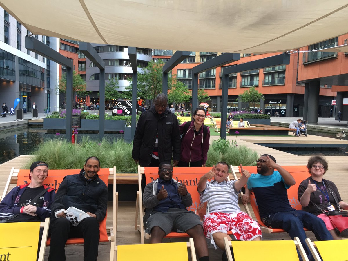 YarrowOpeningD's tweet photo. We had fun lounging on deckchairs and dancing in @merchantsqevent with volunteer @HelReed this evening! For a moment we thought we were in Ibiza 🎶🎵🎶 https://t.co/uy7v8cdnoJ